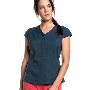 Koszula trekkingowa damska Schöffel Hohe Reuth. Niebieskie koszule Schöffel, bez wzorów, z elastanu, bez kołnierzyka, bez ramiączek. Za 216,70 zł.