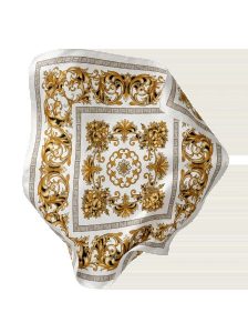 Apaszka damska WINGS 90x90 cm white gold baroque. Białe apaszki i chusty WINGS, z aplikacjami, z materiału, eleganckie. Za 49,90 zł.