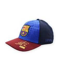 Czapka bejsbolowa FC Barcelona z autografem Pedriego. Czapki FC BARCELONA, bez wzorów, z bawełny. Za 130,80 zł.