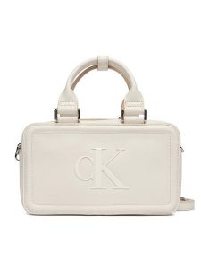 Calvin Klein Torebka Bold Ck Elongated Mini Tote LV04F3411G Biały. Białe torebki klasyczne Calvin Klein, bez wzorów, ze skóry, bez dodatków. Za 489,99 zł.