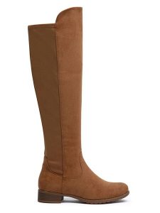 Foreverfolie Kozaki w kolorze karmelowym rozmiar: 39. Brązowe kozaki Foreverfolie, na zimę, bez wzorów, bez obcasa, bez zapięcia. Za 160,45 zł.