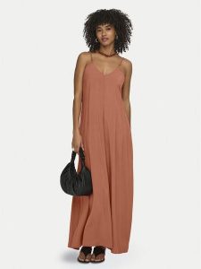 ONLY Sukienka letnia Madeli 15371094 Pomarańczowy Regular Fit. Brązowe sukienki ONLY, na lato, xl, bez wzorów, z wiskozy, bez kołnierzyka, bez ramiączek. Za 189,99 zł.