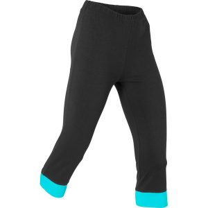 Legginsy rybaczki sportowe z kontrastowym ściągaczem. Czarne legginsy bonprix, bez wzorów, z bawełny. Za 62,99 zł.