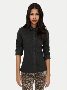 ONLY Koszula jeansowa Sasia 15352339 Czarny Slim Fit. Czarne koszule ONLY, xl, bez wzorów, z bawełny, bez kołnierzyka, bez ramiączek. Za 129,99 zł.