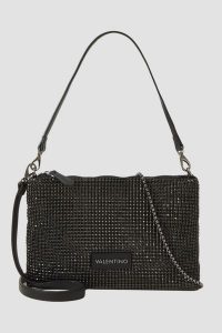 VALENTINO Czarna damska torebka z cyrkoniami Nabilah Pochette. Czarne torebki klasyczne Valentino by Mario Valentino, bez wzorów, z poliamidu, bez dodatków. W wyprzedaży za 239,99 zł.