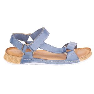 Olivier Sandały damskie barefoot-friendly Kallia skórzane niebieskie. Niebieskie sandały bez wzorów, bez obcasa, bez zapięcia. Za 367,89 zł.