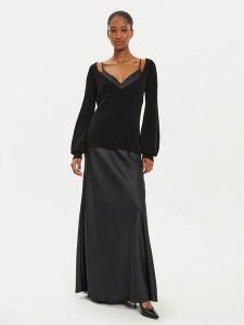 TWINSET Komplet sweter i sukienka 242TP3112 Czarny Relaxed Fit. Czarne kombinezony Twinset, s, bez wzorów, z wiskozy, wizytowe, bez kołnierzyka, bez ramiączek. Za 699,00 zł.