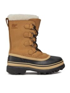 Sorel Śniegowce Caribou NL1005 Brązowy. Brązowe buty zimowe Sorel, z nubiku, bez obcasa, bez zapięcia. Za 449,99 zł.