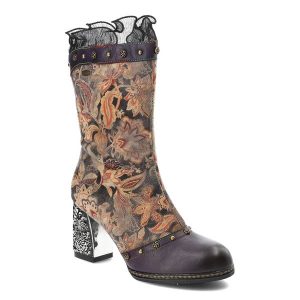 Fioletowe Botki Laura Vita Eleganckie Obuwie Damskie Premium. Fioletowe botki LAURA VITA, bez wzorów, ze skóry, bez obcasa, bez zapięcia. Za 499,00 zł.