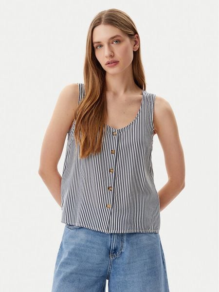 Vero Moda Top Bumpy 10325830 Granatowy Standard Fit. Niebieskie topy Vero Moda, s, bez wzorów, z wiskozy, bez kołnierzyka, bez ramiączek. Za 99,99 zł.