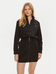 Guess Sukienka codzienna Aurelie V4YK01 WG982 Czarny Regular Fit. Czarne kombinezony Guess, xxs, z aplikacjami, z syntetyku, bez kołnierzyka, bez ramiączek. Za 419,99 zł.