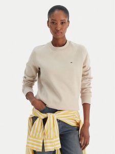 Tommy Jeans Bluza Flag DW0DW19959 Beżowy Regular Fit. Brązowe bluzy Tommy Jeans, l, bez wzorów, z bawełny, bez kaptura. Za 289,99 zł.