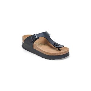 Sandały Birkenstock Gizeh Flex Platform czarne. Czarne sandały Birkenstock, bez wzorów, z materiału, bez obcasa, bez zapięcia. Za 425,90 zł.