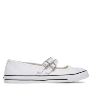 Baleriny Converse. Białe balerinki Converse, bez wzorów, bez obcasa, bez zapięcia. Za 199,99 zł.