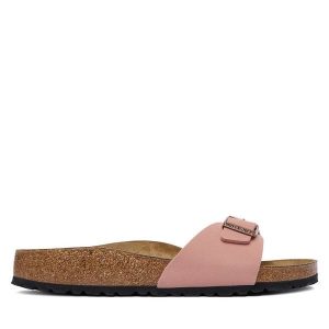 Klapki Birkenstock. Czerwone klapki Birkenstock, bez wzorów, bez obcasa. Za 399,99 zł.