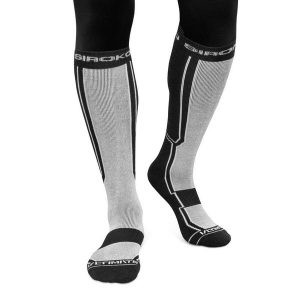 Skarpety snowboardowe z wełny Sporty zimowe Siroko Ultimate FEND B&W. Czarne skarpetki SIROKO, bez wzorów, z wełny. Za 127,00 zł.