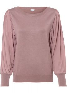 Sweter z cienkiej dzianiny z lejącej mieszanki wiskozy. Zielone swetry klasyczne bonprix, z dzianiny, bez kołnierzyka. Za 114,99 zł.