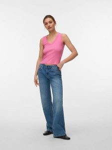 Vero Moda Top w kolorze różowym rozmiar: XL. Różowe topy Vero Moda, xl, bez wzorów, bez kołnierzyka, bez ramiączek. Za 45,45 zł.
