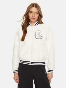 Guess Kurtka bomber V5RL06 KCPC2 Biały Regular Fit. Białe kurtki Guess, l, z aplikacjami, z syntetyku, bez kaptura. Za 339,99 zł.