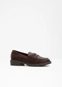 Loafersy z profilowaną podeszwą. Brązowe balerinki bonprix, bez wzorów, bez obcasa, bez zapięcia. Za 149,99 zł.