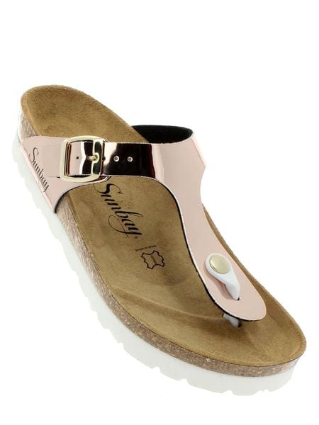 Sunbay Japonki "Camelia" w kolorze miedzianym rozmiar: 39. Brązowe klapki Sunbay, bez wzorów, ze skóry, z otwartym noskiem, bez obcasa. Za 118,84 zł.