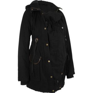 Parka ciążowa z wstawką niemowlęcą bonprix czarny. Czarne kurtki marki bonprix. Za 269,99 zł.