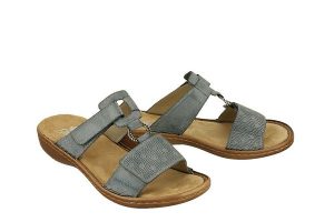 RIEKER 60885-12 blue, klapki damskie. Niebieskie klapki Rieker, bez wzorów, bez obcasa. Za 289,90 zł.