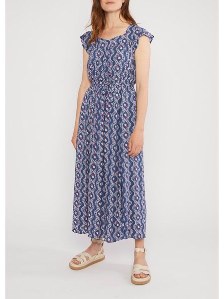 Blutsgeschwister Sukienka "Hello Againseaworld" w kolorze granatowo-białym rozmiar: M. Niebieskie sukienki Blutsgeschwister, na imprezę, m, bez wzorów, z wiskozy, klasyczne, bez kołnierzyka, bez ramiączek, maxi. Za 226,77 zł.