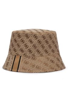 Guess Kapelusz Bucket AM9545 POL01 Beżowy. Brązowe kapelusze Guess, z aplikacjami, z poliesteru. Za 194,99 zł.