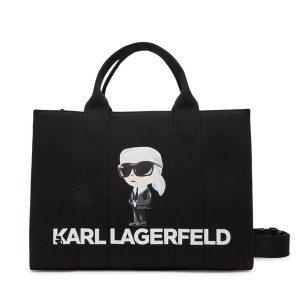 Torebka KARL LAGERFELD. Czarne shopper bag KARL LAGERFELD, bez wzorów, bez dodatków. Za 419,99 zł.