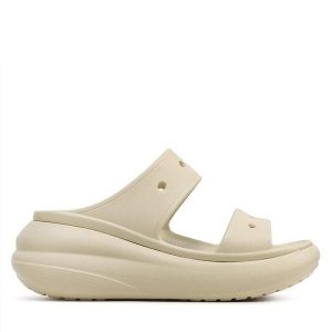 Klapki Crocs. Brązowe klapki Crocs, bez wzorów, bez obcasa. Za 139,99 zł.