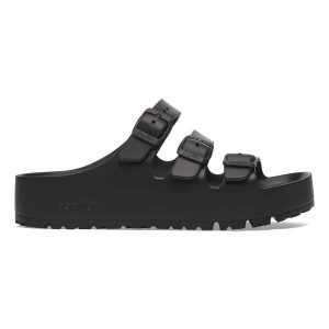 Klapki damskie Birkenstock Florida III Flex Platform EVA Black. Czarne klapki Birkenstock, bez wzorów, bez obcasa, na platformie. Za 239,99 zł.