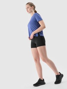 4F Legginsy krótkie treningowe z materiału z recyklingu damskie - czarne L. Czarne legginsy 4f, bez wzorów, z dzianiny, z podwyższonym stanem, krótkie. W wyprzedaży za 39,99 zł.