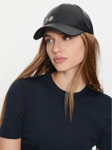 Guess Czapka z daszkiem AW5185 POL03 Czarny. Czarne czapki Guess, z aplikacjami, z materiału. Za 149,99 zł.