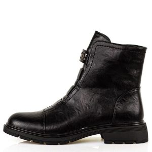 Czarne botki damskie M.Daszyński 2501-9. Czarne botki M.Daszyński, na zimę, z aplikacjami, z jeansu, z okrągłym noskiem, bez obcasa, na obcasie, bez zapięcia. Za 199,00 zł.