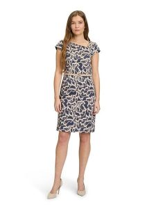 BETTY & CO Sukienka w kolorze granatowo-kremowym rozmiar: 40. Niebieskie sukienki Betty & Co, bez wzorów, ze skóry, bez kołnierzyka, bez ramiączek, midi. Za 199,45 zł.