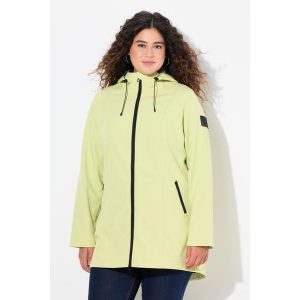 Damskie Długa kurtka softshell HYPRAR hydrofobowa trapezowy krój. Zielone kurtki Ulla Popken, plus size, bez wzorów, z elastanu, bez kaptura. Za 480,99 zł.