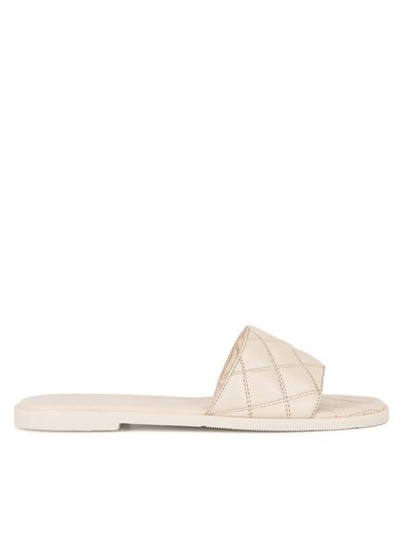 Badura Klapki HAPPY-08W3-086 Écru. Klapki Badura, bez wzorów, ze skóry, bez obcasa. Za 179,99 zł.