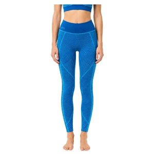Legginsy treningowe damskie Lacoste. Niebieskie legginsy Lacoste, bez wzorów, z dzianiny, z podwyższonym stanem. Za 347,00 zł.
