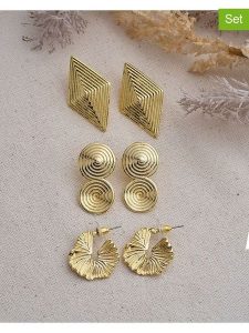 Luseera Kolczyki-wkrętki (3 pary) rozmiar: onesize. Żółte kolczyki Luseera, metalowe. Za 43,99 zł.