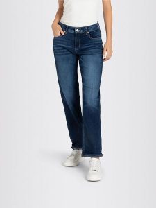 MAC Dżinsy - Straight fit - w kolorze granatowym rozmiar: 44/L28. Niebieskie jeansy MAC, z aplikacjami, ze skóry. Za 219,60 zł.