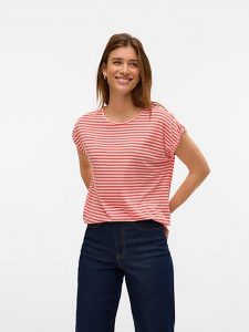 Vero Moda Koszulka w kolorze czerwono-białym rozmiar: S. Białe bluzki Vero Moda, s, bez wzorów, bez kołnierzyka, bez ramiączek. Za 78,84 zł.
