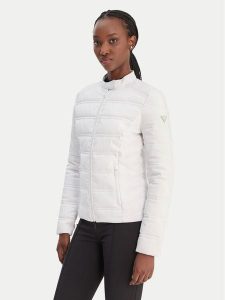 Guess Kurtka przejściowa W6RL02 WJ492 Biały Regular Fit. Białe kurtki Guess, m, z aplikacjami, z syntetyku, bez kaptura. Za 545,99 zł.