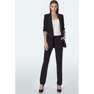 Czarna Elegancka Marynarka z Wzorzystą Podszewką. Czarne marynarki i żakiety Nife, l, bez wzorów, z elastanu, eleganckie. Za 199,90 zł.