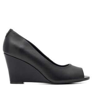 Półbuty Lasocki. Czarne czółenka Lasocki, bez wzorów, bez obcasa, na koturnie, bez zapięcia. Za 229,99 zł.