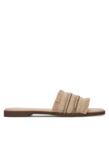 DeeZee Klapki E1004-130 Beżowy. Brązowe klapki DeeZee, bez wzorów, z materiału, bez obcasa. Za 83,99 zł.