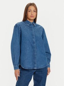 Pepe Jeans Koszula jeansowa Charlie PL304962 Niebieski Loose Fit. Niebieskie koszule Pepe Jeans, m, bez wzorów, z bawełny, bez kołnierzyka, bez ramiączek. Za 399,99 zł.