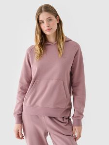 4F Bluza dresowa nierozpinana z kapturem damska - różowa S. Czerwone bluzy 4f, s, bez wzorów, z bawełny, z kapturem. Za 149,99 zł.