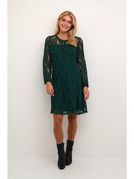 Cream Sukienka w kolorze zielonym rozmiar: L. Zielone sukienki Cream, l, bez wzorów, z koronki, bez kołnierzyka, bez ramiączek, midi, rozkloszowane. Za 165,71 zł.
