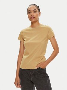 Calvin Klein T-Shirt Nano Logo K20K207212 Beżowy Slim Fit. Brązowe t-shirty Calvin Klein, xxl, bez wzorów, z bawełny, bez kołnierzyka, bez ramiączek. Za 139,99 zł.